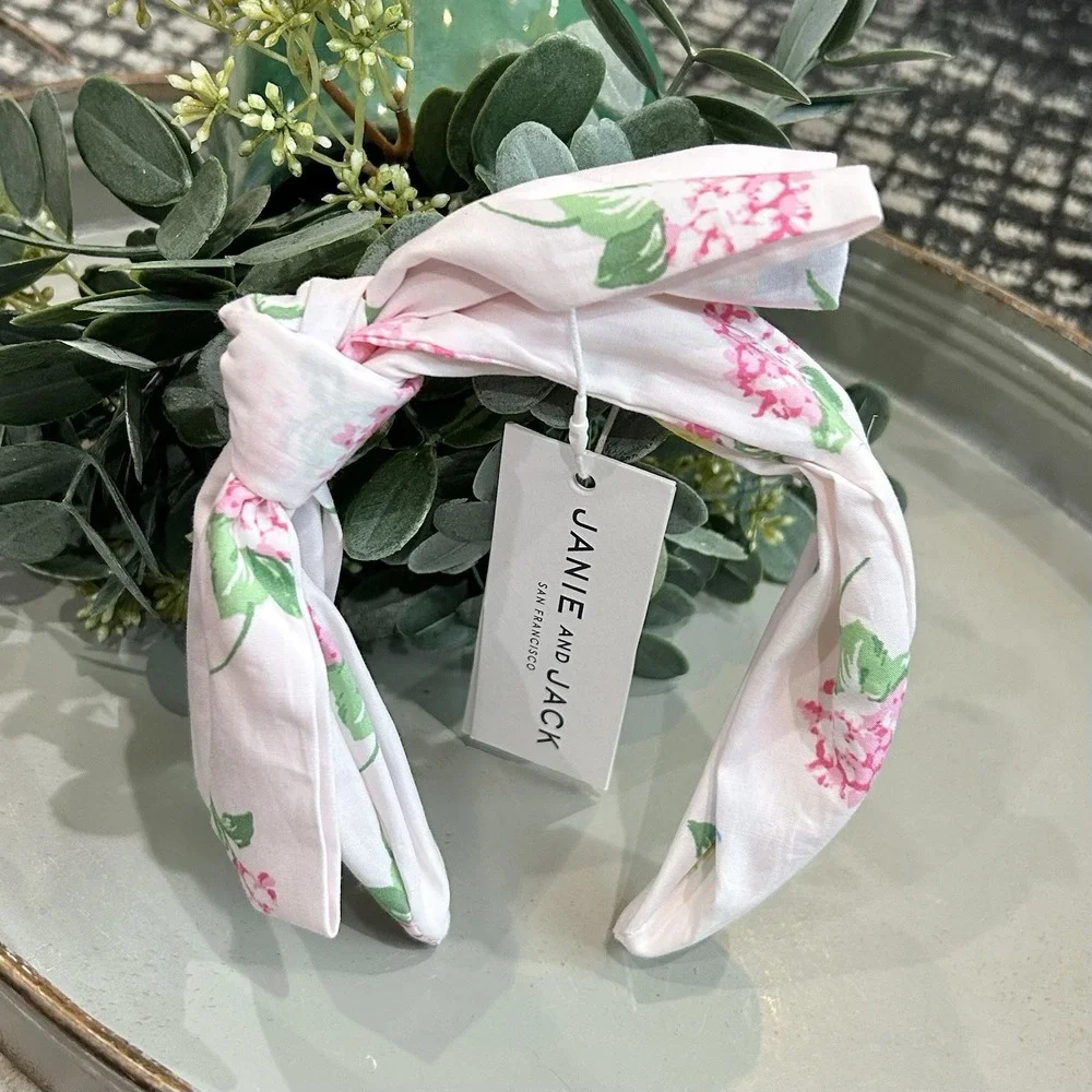Janie And Jack‎ Floral Pink/Green Bow Headband NWT